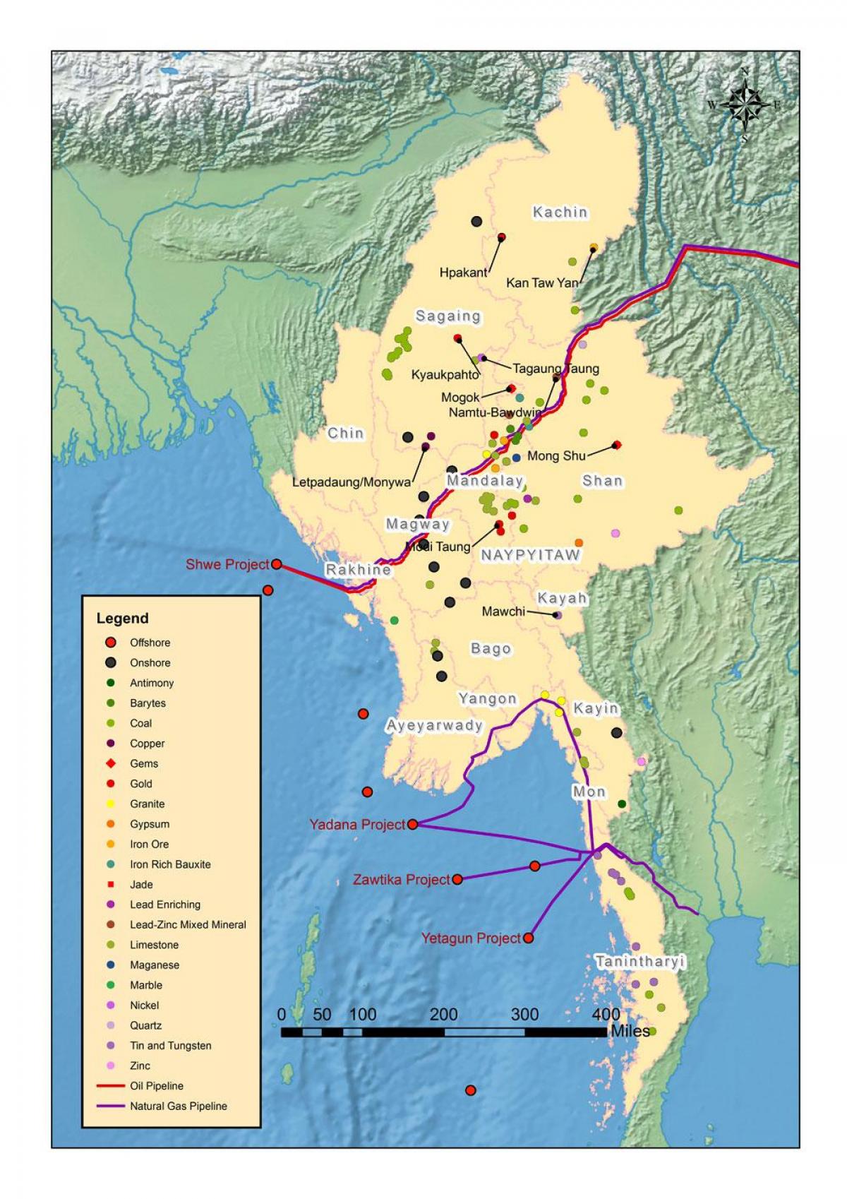 வரைபடம் மியான்மர் இயற்கை வளங்கள்