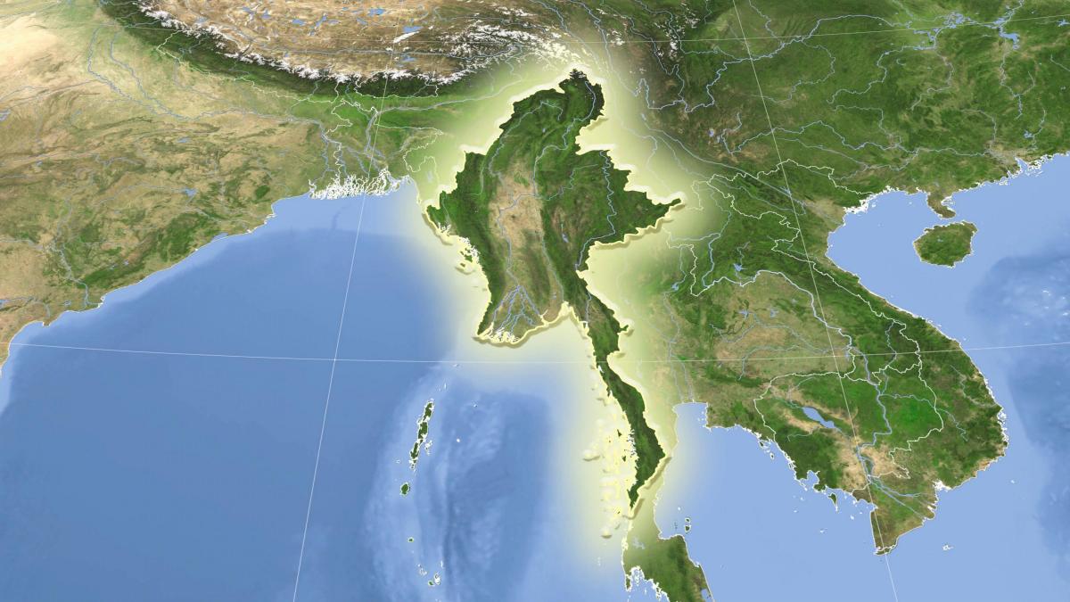 மியான்மர் செயற்கைக்கோள் வரைபடம் வாழ