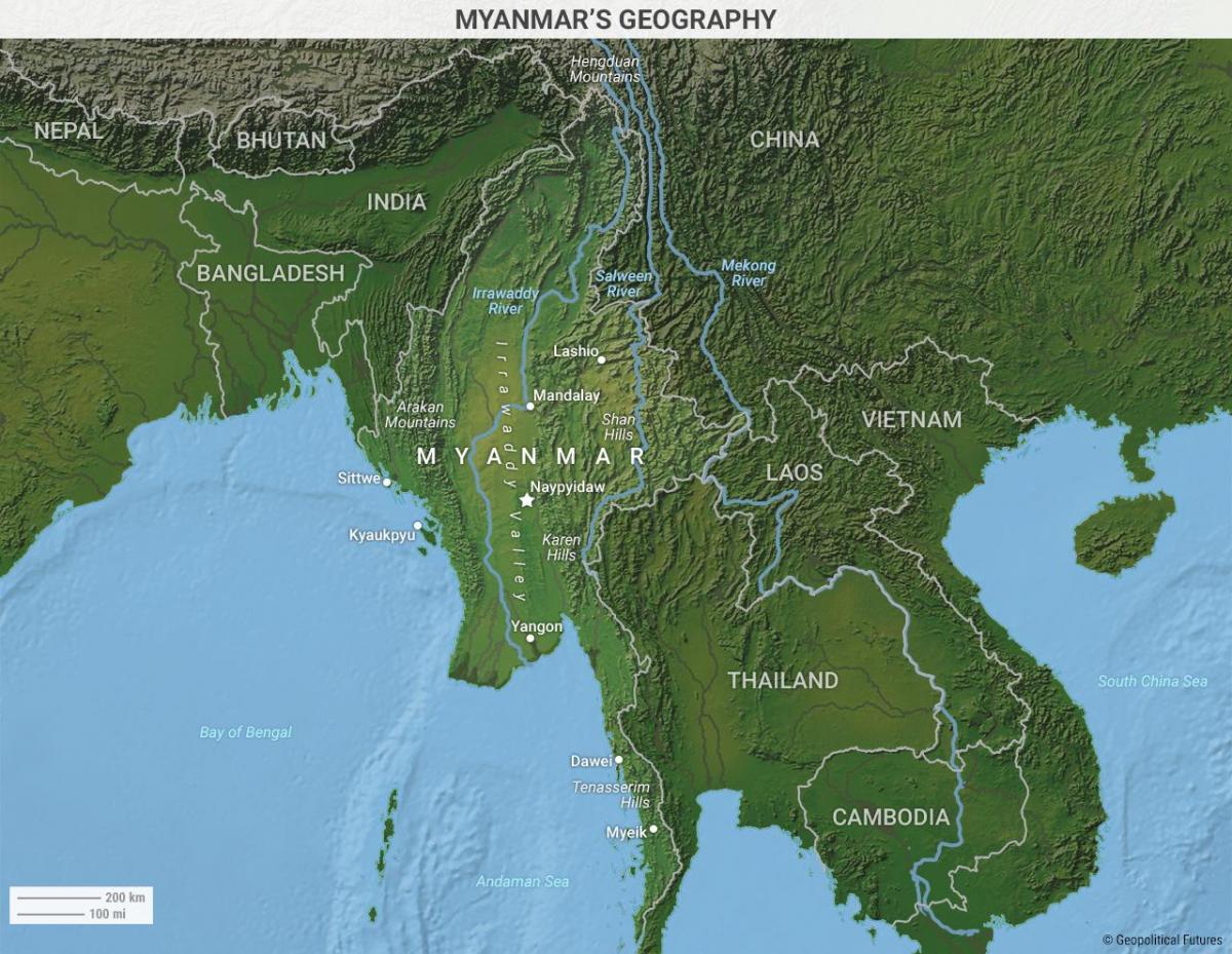 பர்மா புவியியல் வரைபடம்